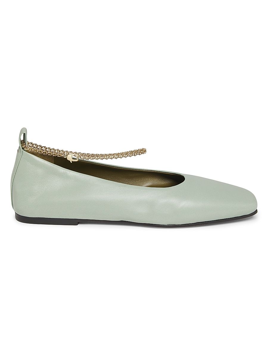 Women's Augusta Leather Ballet Flats - Light Pastel Green - Size 10