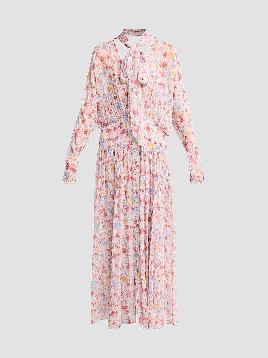 Women's Textured Silk Georgette Maxi Dress - Size 14