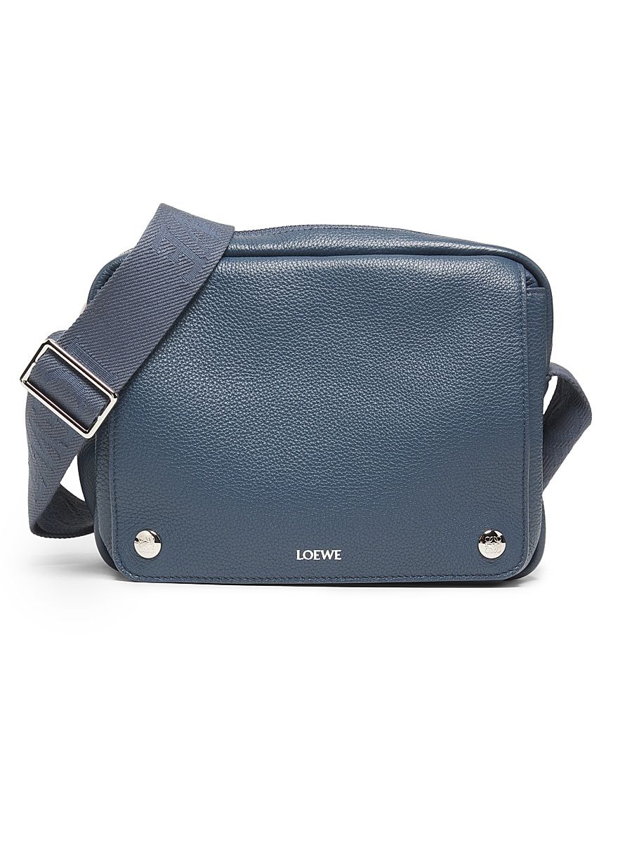 Men's Extra-Small Pebble Leather Messenger Bag - Indigo Dye