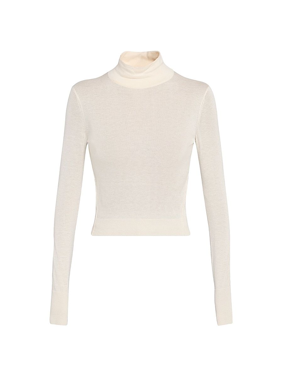 Women's Wool Slim Turtleneck Sweater - Cream - Size Medium