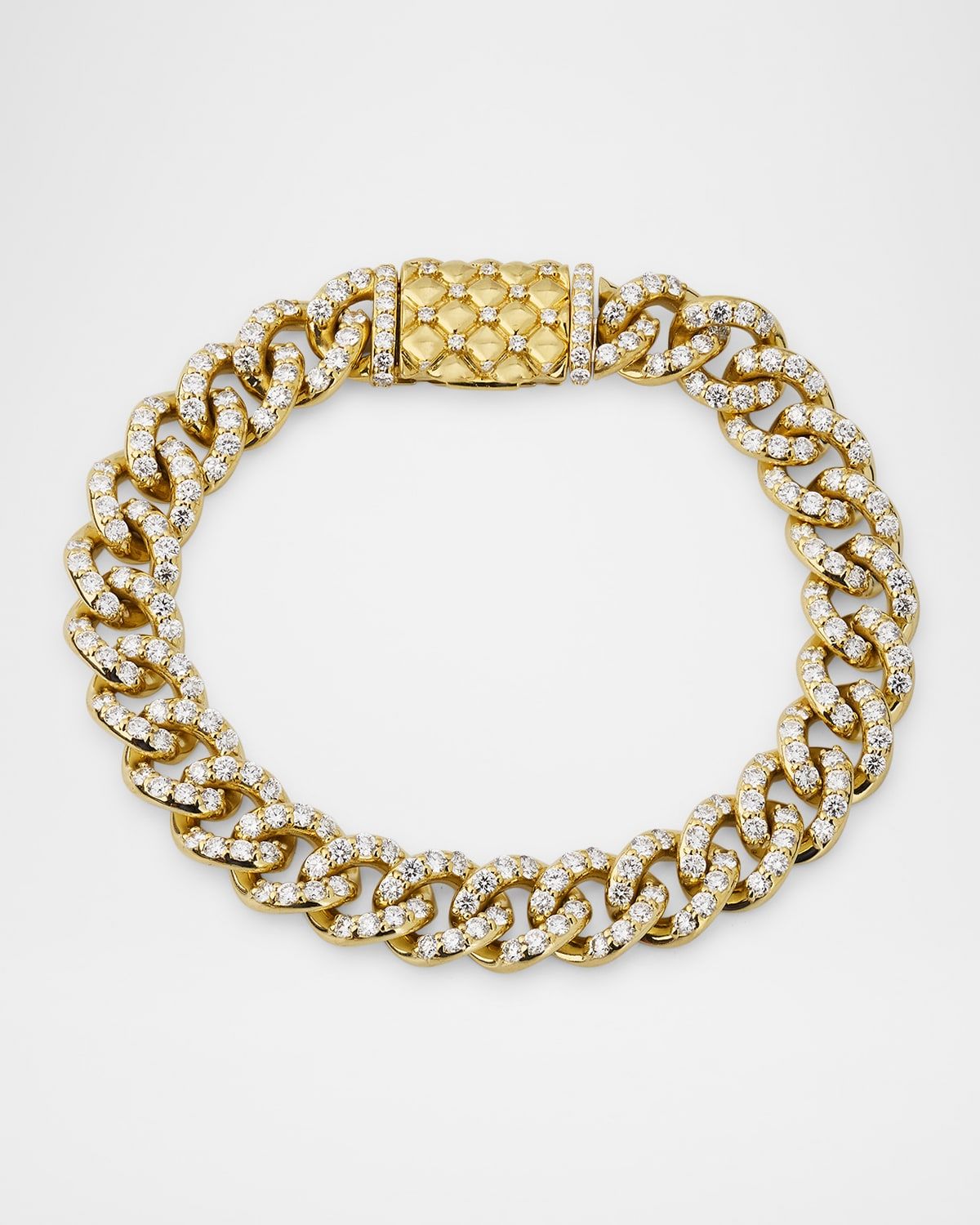 18K Yellow Gold Curb Link Diamond Bracelet, 7"L, 6.55tcw