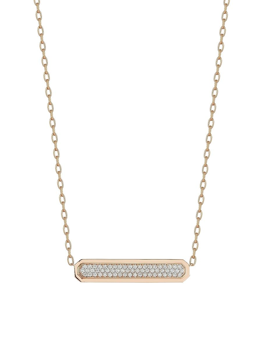 Women's Carrington 18K Rose Gold & 0.48 TCW Diamond Bar Pendant Necklace - Rose Gold