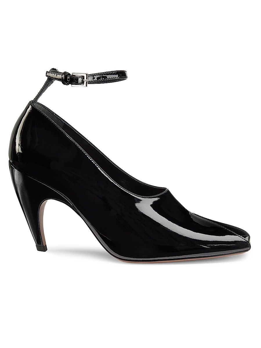 Women's Square Toe Leather Pumps - Black - Size 10