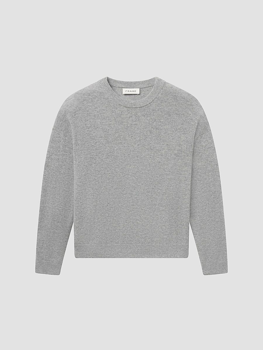 Men's Lightweight Cashmere Crewneck Sweater - Light Grey Melange - Size XL