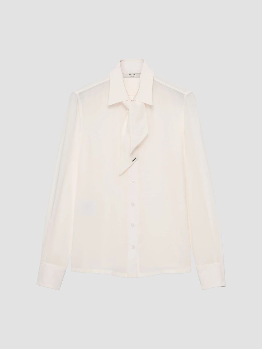 Prada Women's Crepe De Chine Shirt - Beige - Size 10