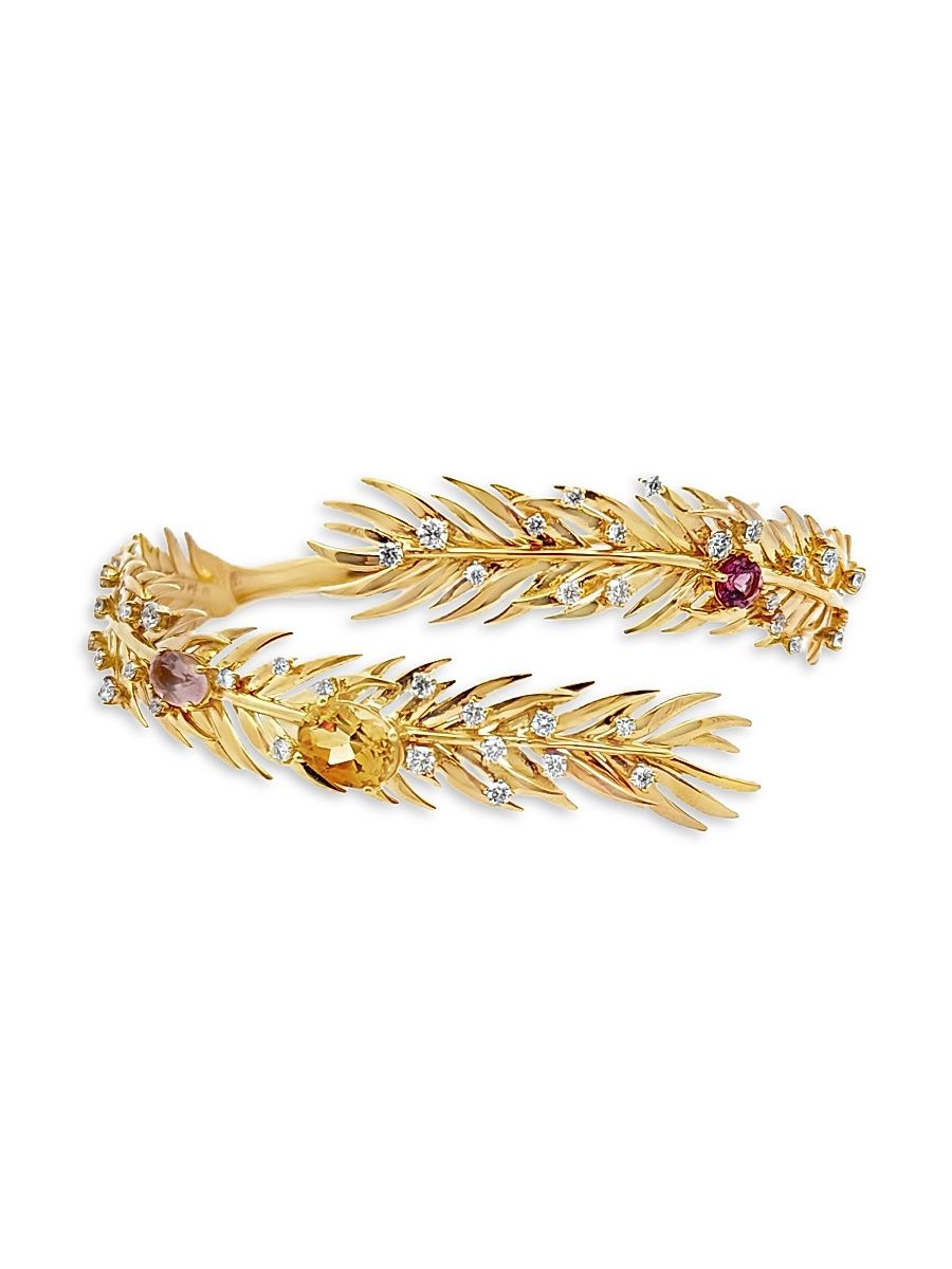 Women's Bahia 18K Yellow Gold & Multi-Stone Cuff - Yellow Gold