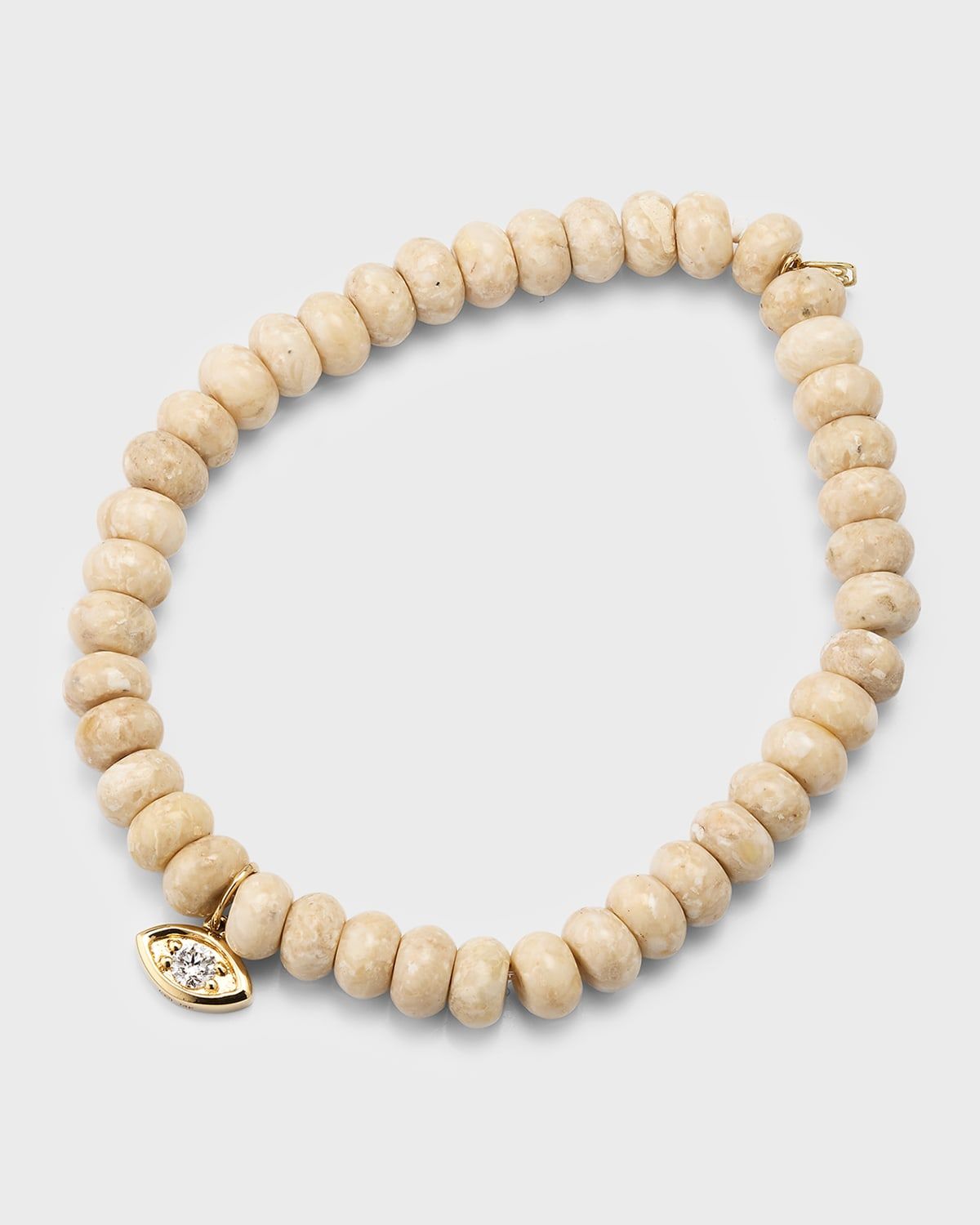 Diamond Marquise Eye Charm & Cream Jasper Bead Bracelet