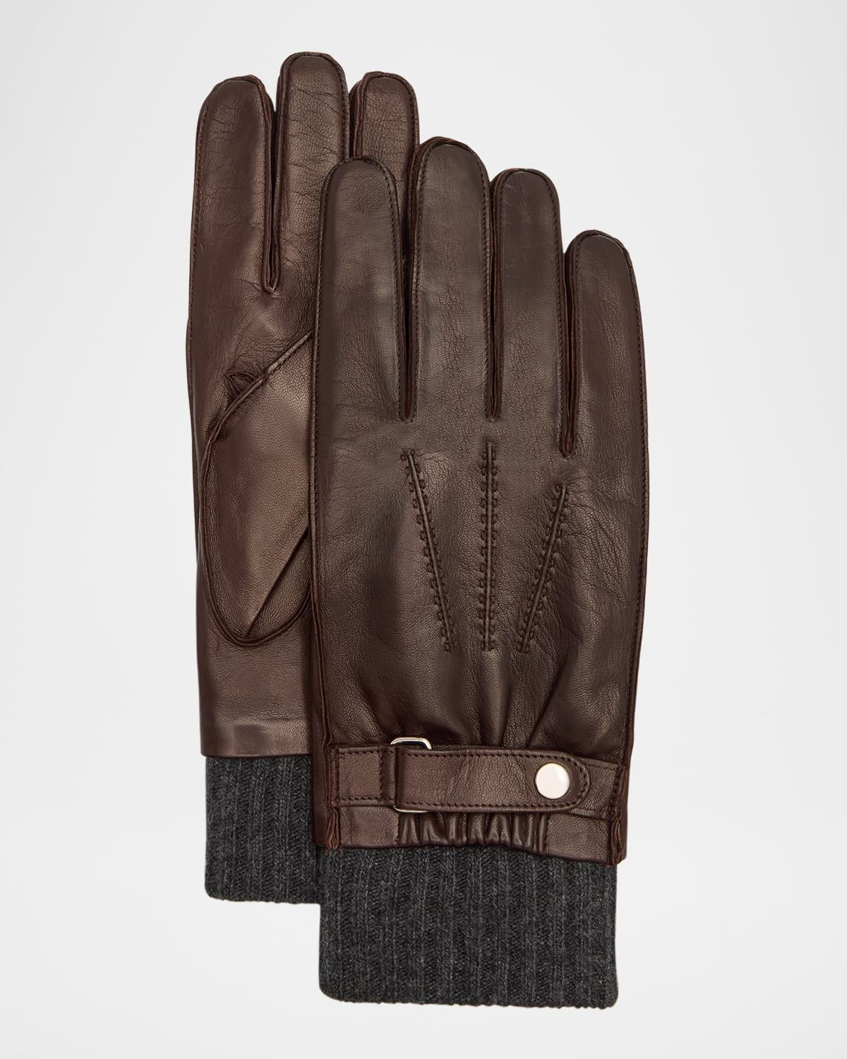 Men & apos;s Napa Leather and Cashmere-Cuff Gloves