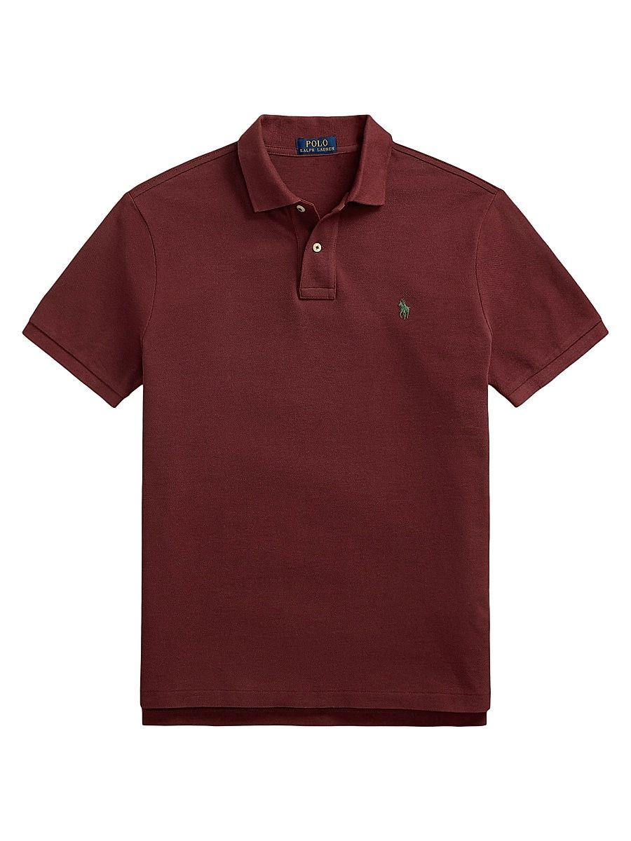 Men's Custom-Slim-Fit Mesh Polo Shirt - Red Wine - Size XXL
