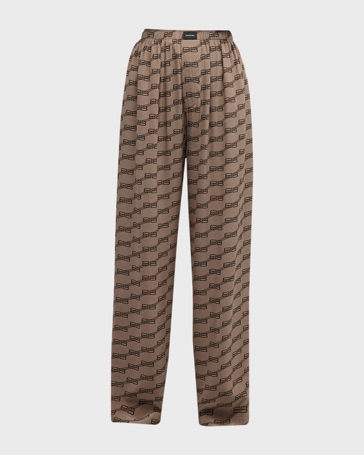 BB Logo Straight-Leg Silk Pajama Pants