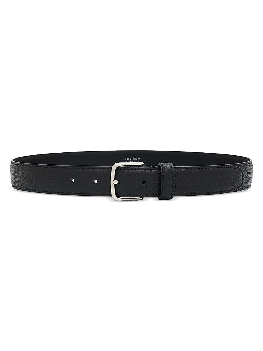 Women's Classic Pebbled Leather Belt - Black Silver - Size Medium