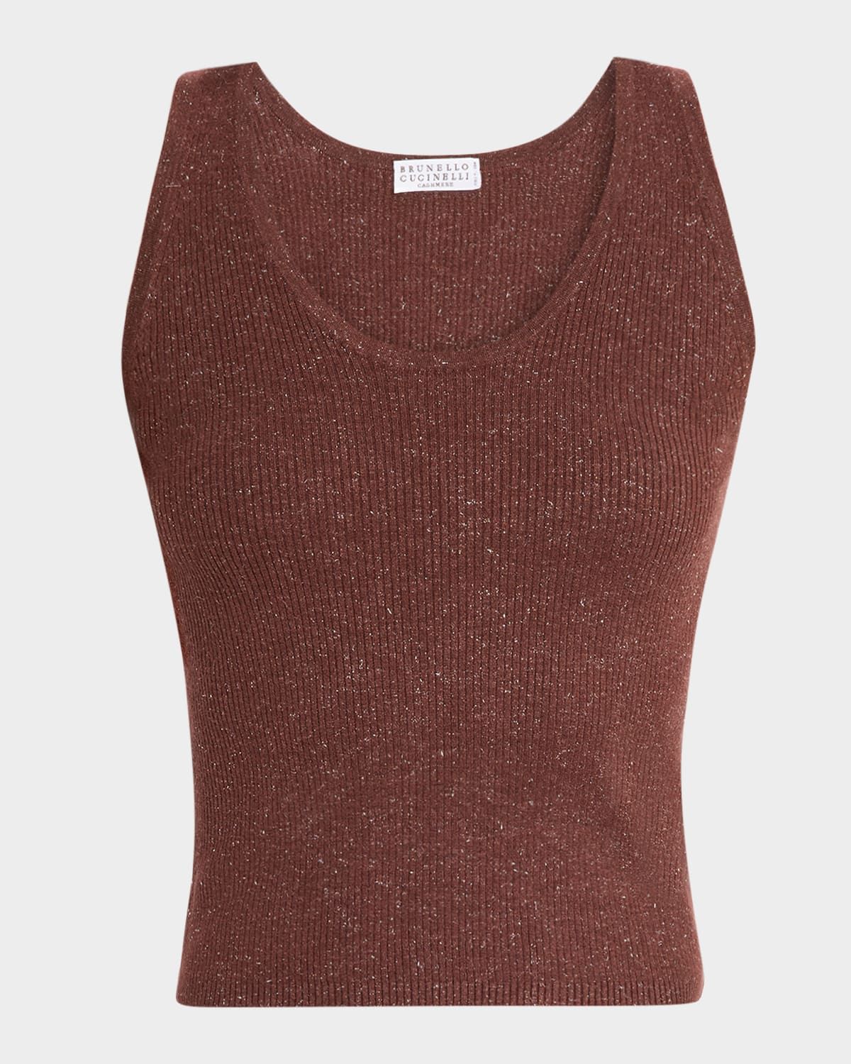 Shimmering Cashmere Rib Knit Tank Top