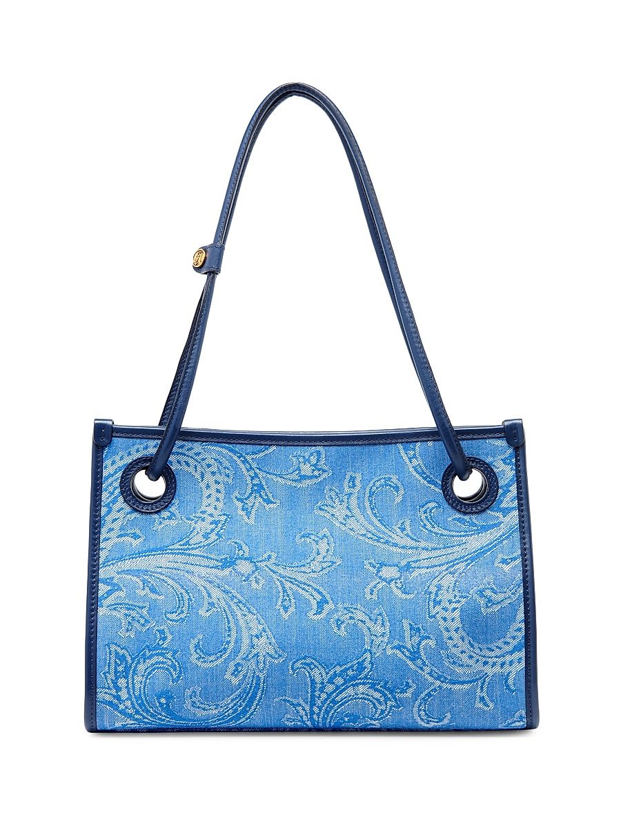Women's Small Libra Paisley Wool-Blend Tote Bag - Navy Scuro
