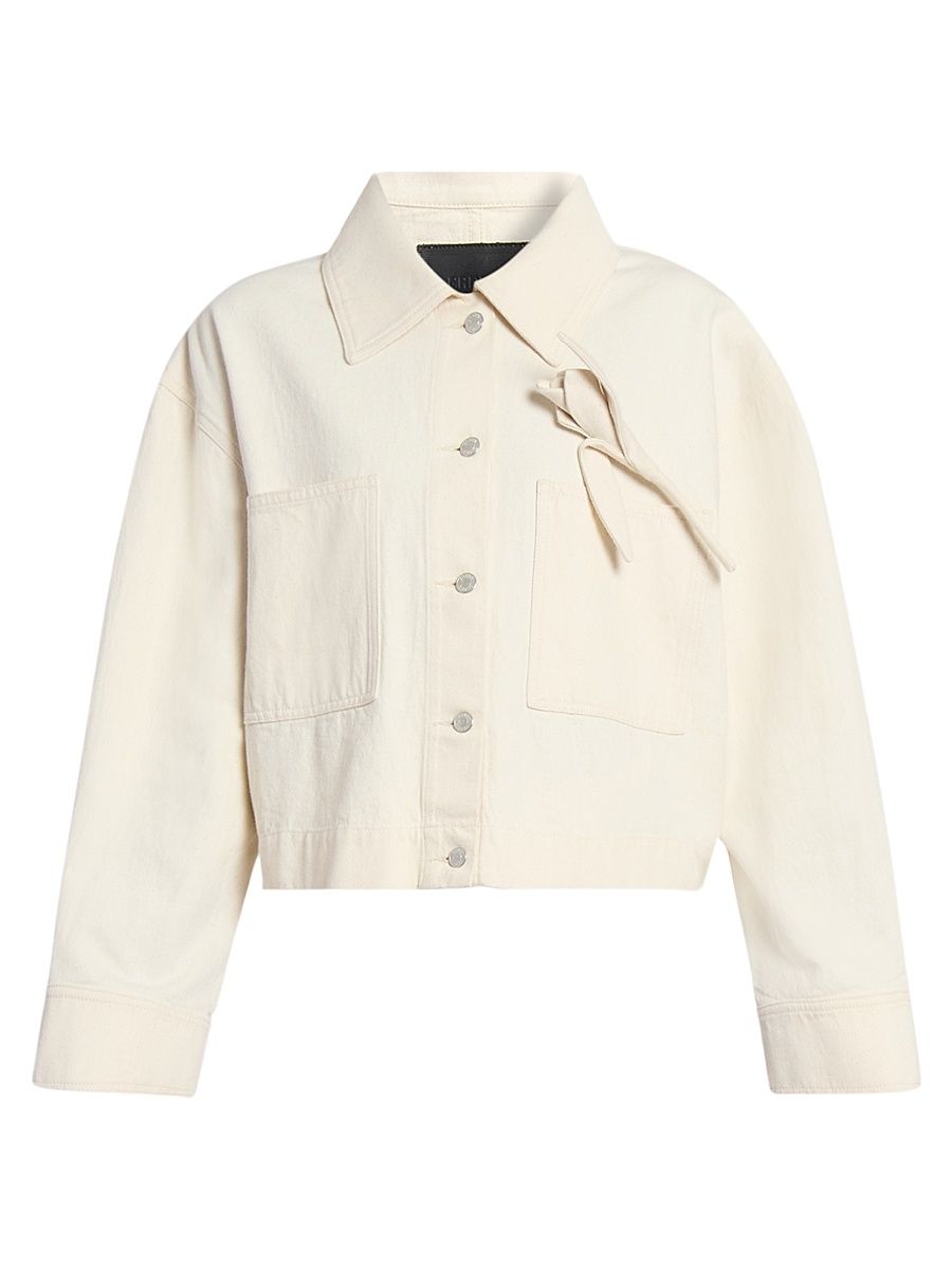 Women's Boxy Denim Jacket - Ecru - Size 10