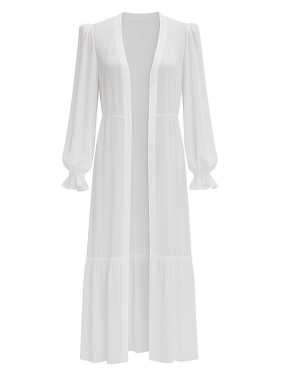 Women's Sunstone Chiffon Long Robe - Off White - Size XL