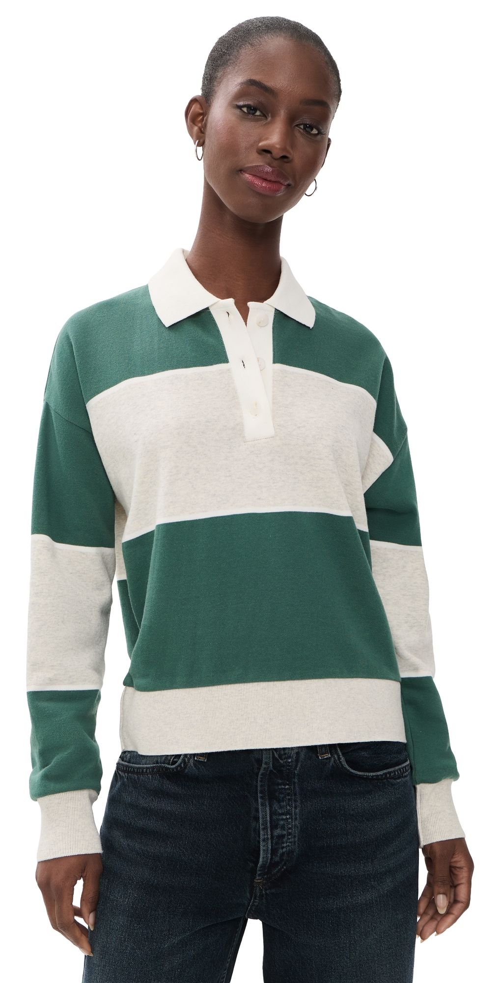 Z Supply Study Break Polo Sweatshirt Feather Grey XS