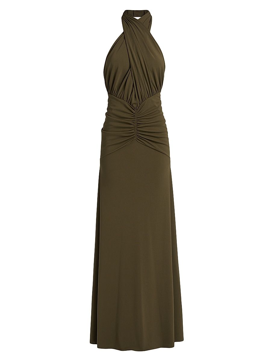 Women's LaBelle Halterneck Maxi Dress - Olive - Size XL