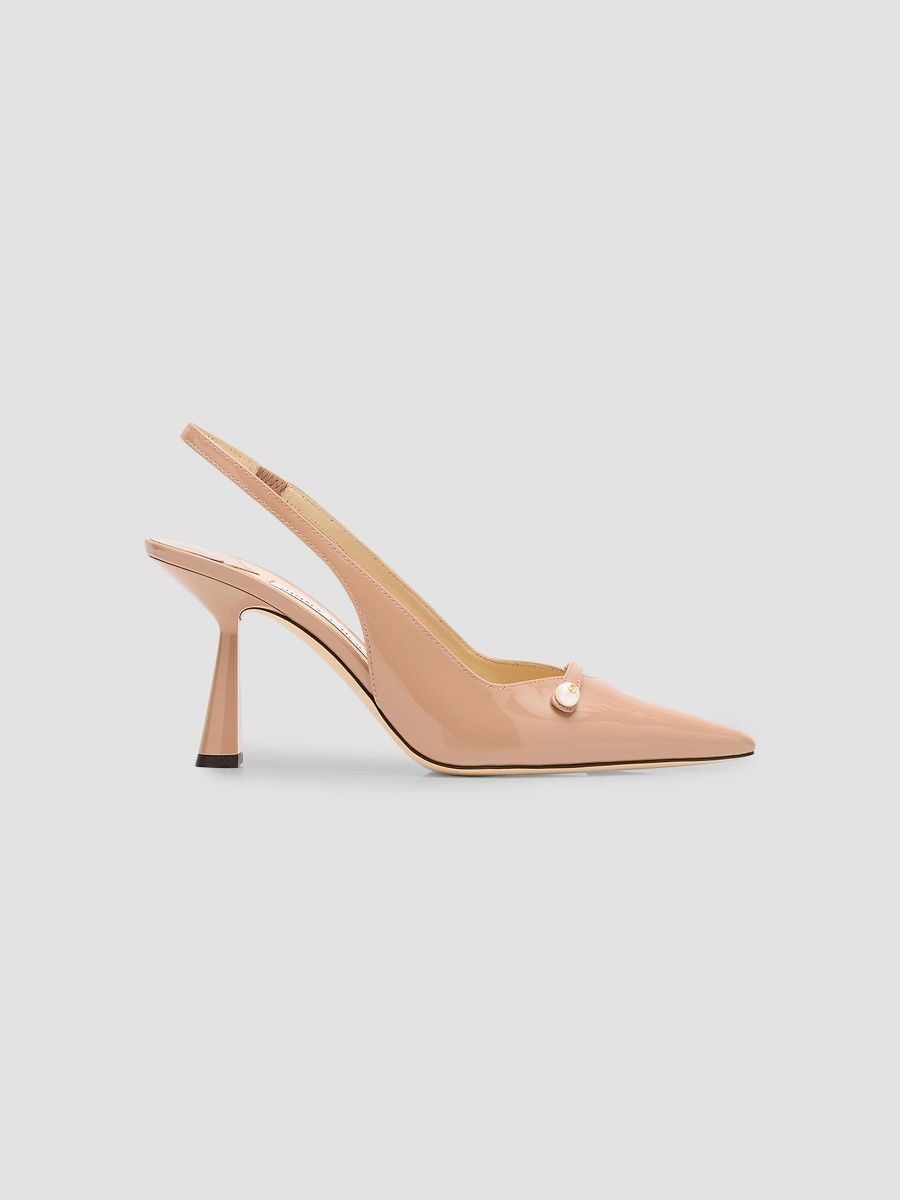 Jimmy Choo Women's Amita 85MM Patent Leather Slingback Pumps - Light Pink - Size 11.5