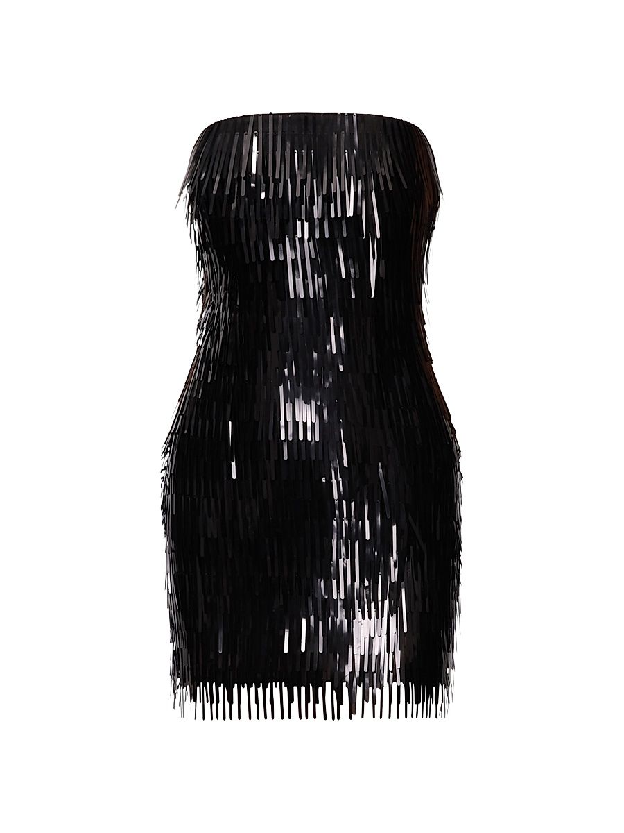 Women's The Keira Fringed Minidress - Black - Size XL