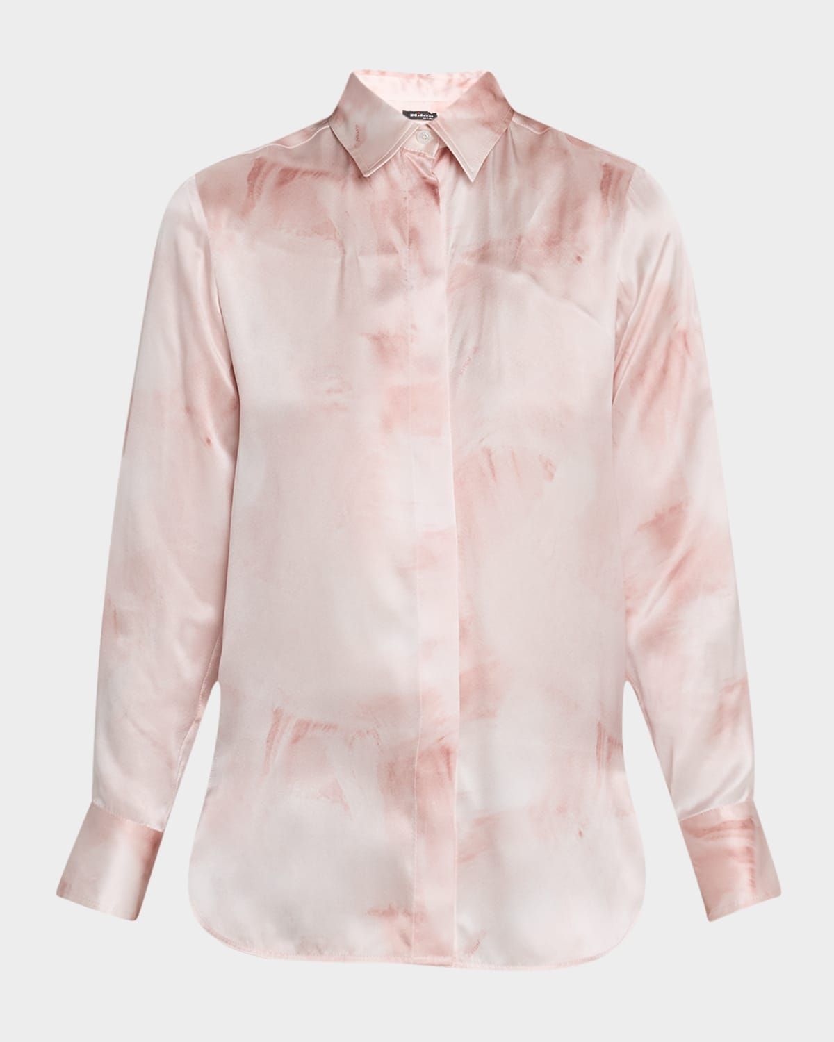 Neck-Tie Silk Button-Down Blouse