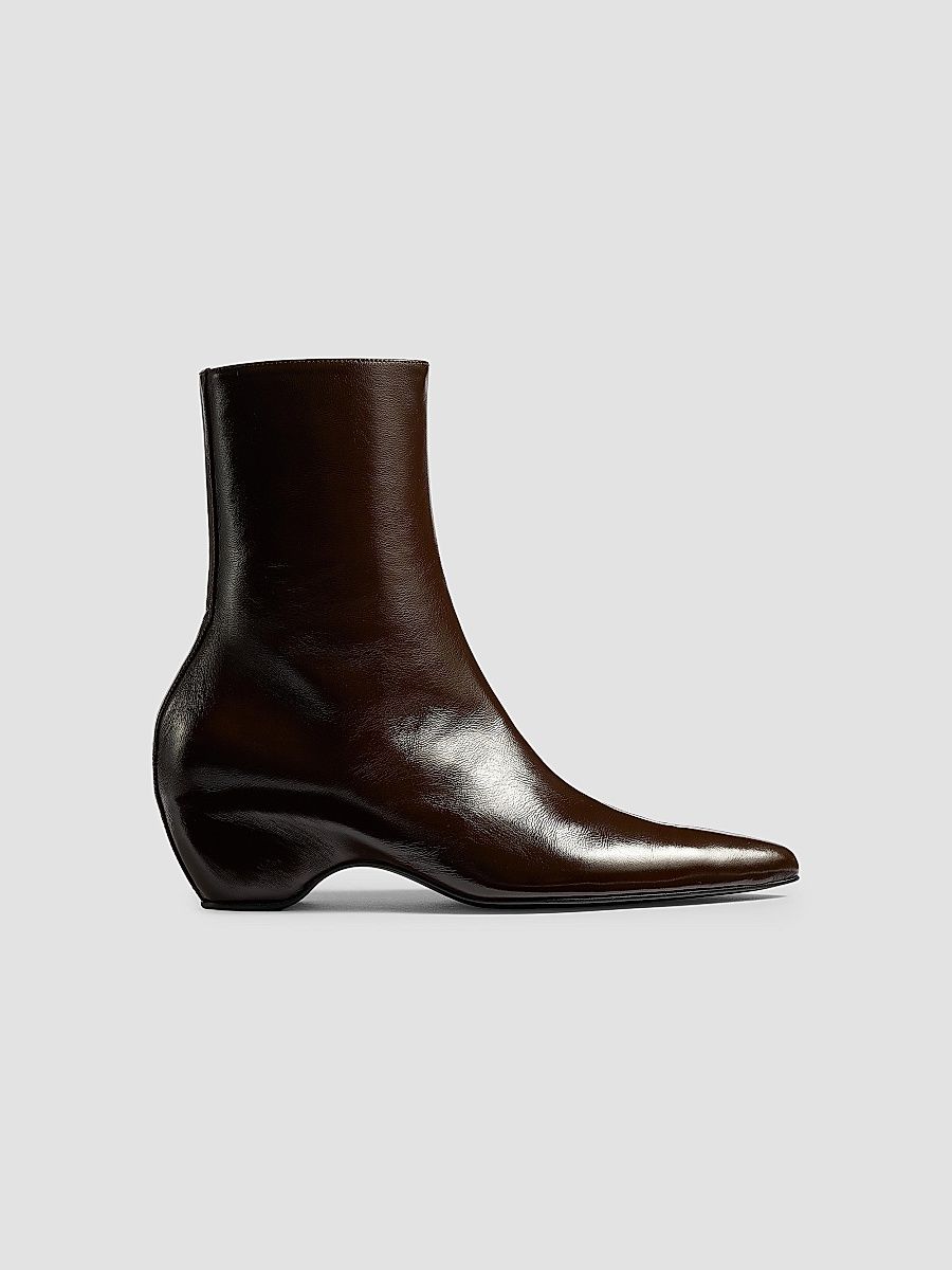 Khaite Women's Sybil 40MM Leather Ankle Boots - Cacao - Size 12