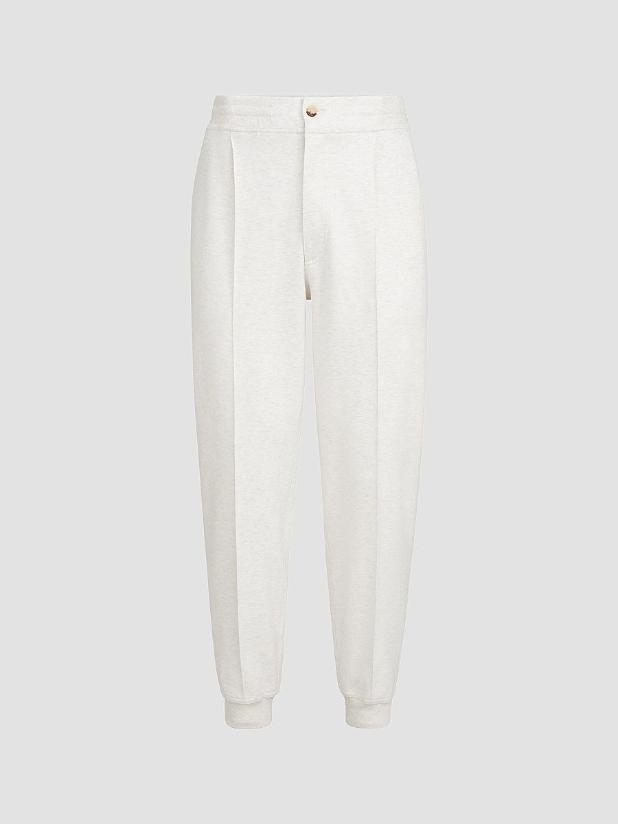 Men's Techno Cotton French Terry Double Cloth Trousers - Travertine - Size Medium