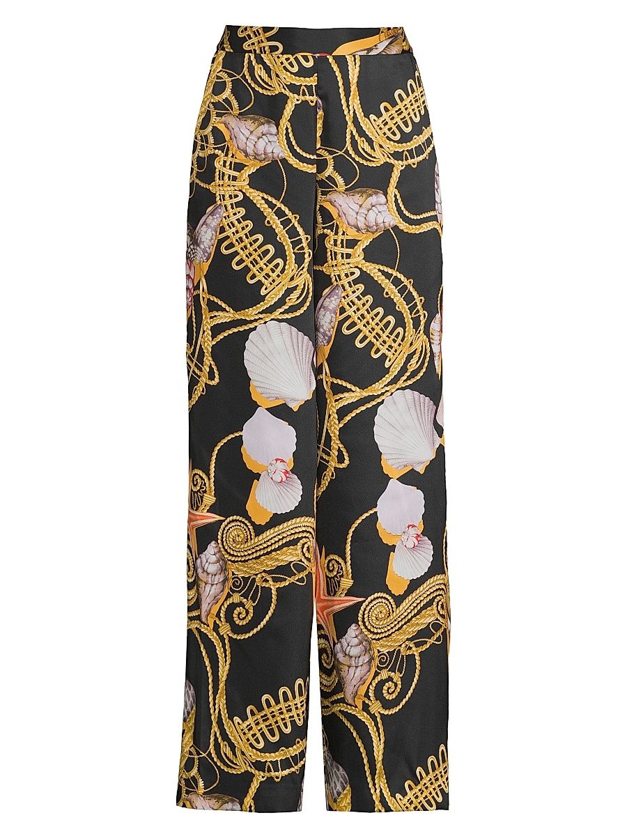 Women's Virginia Status Shell Print Pants - Black Multi - Size Large