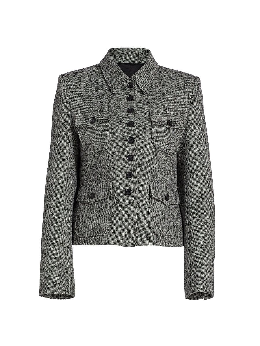 Women's Jamison Wool Jacket - Black Donegal - Size 12