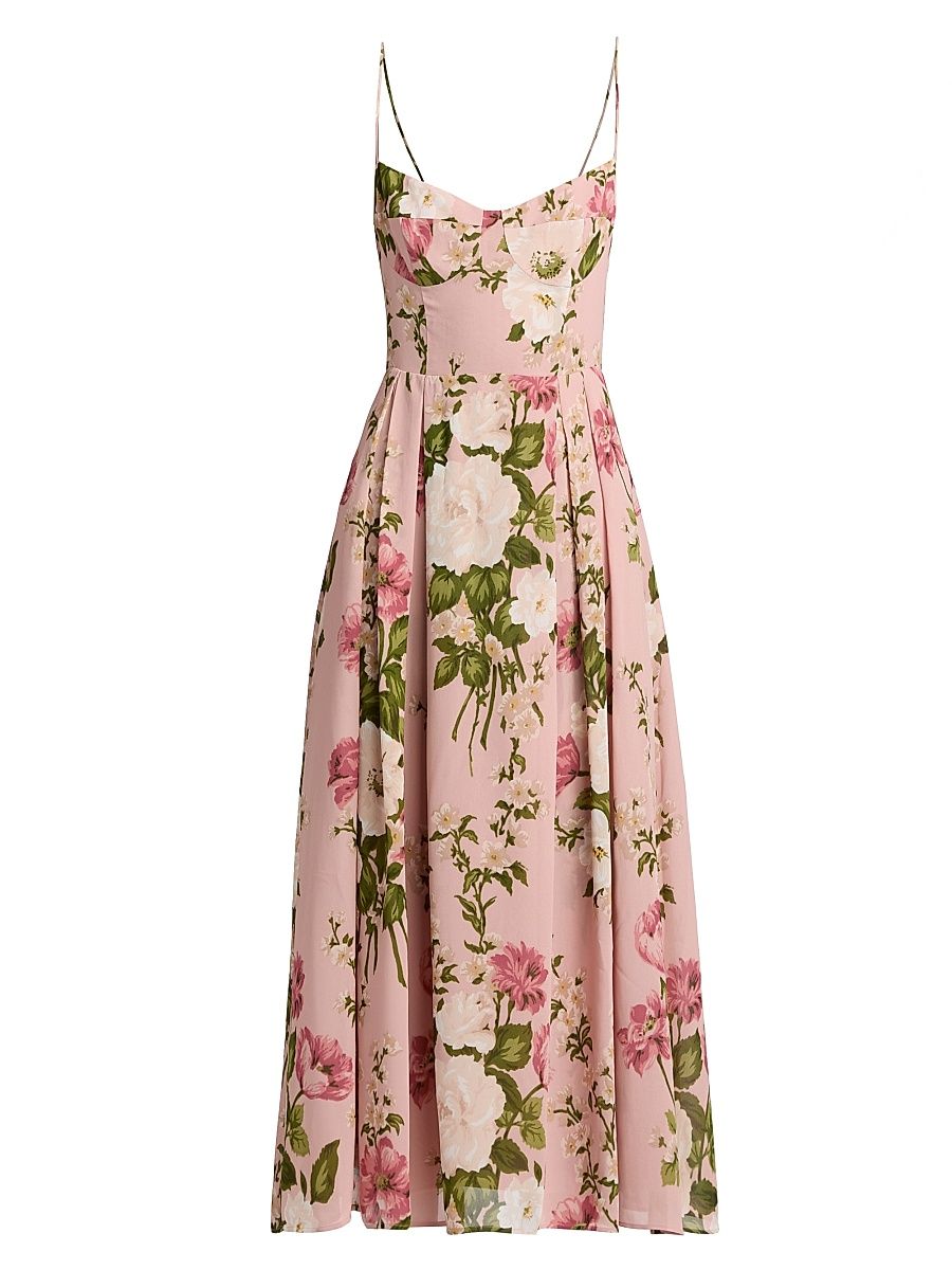 Women's Jaelyn Floral Midi-Dress - Rose Garden - Size 2