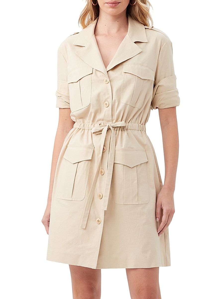 Women's Tasha Utility Drawstring Shirtdress - Biscotti - Size XL