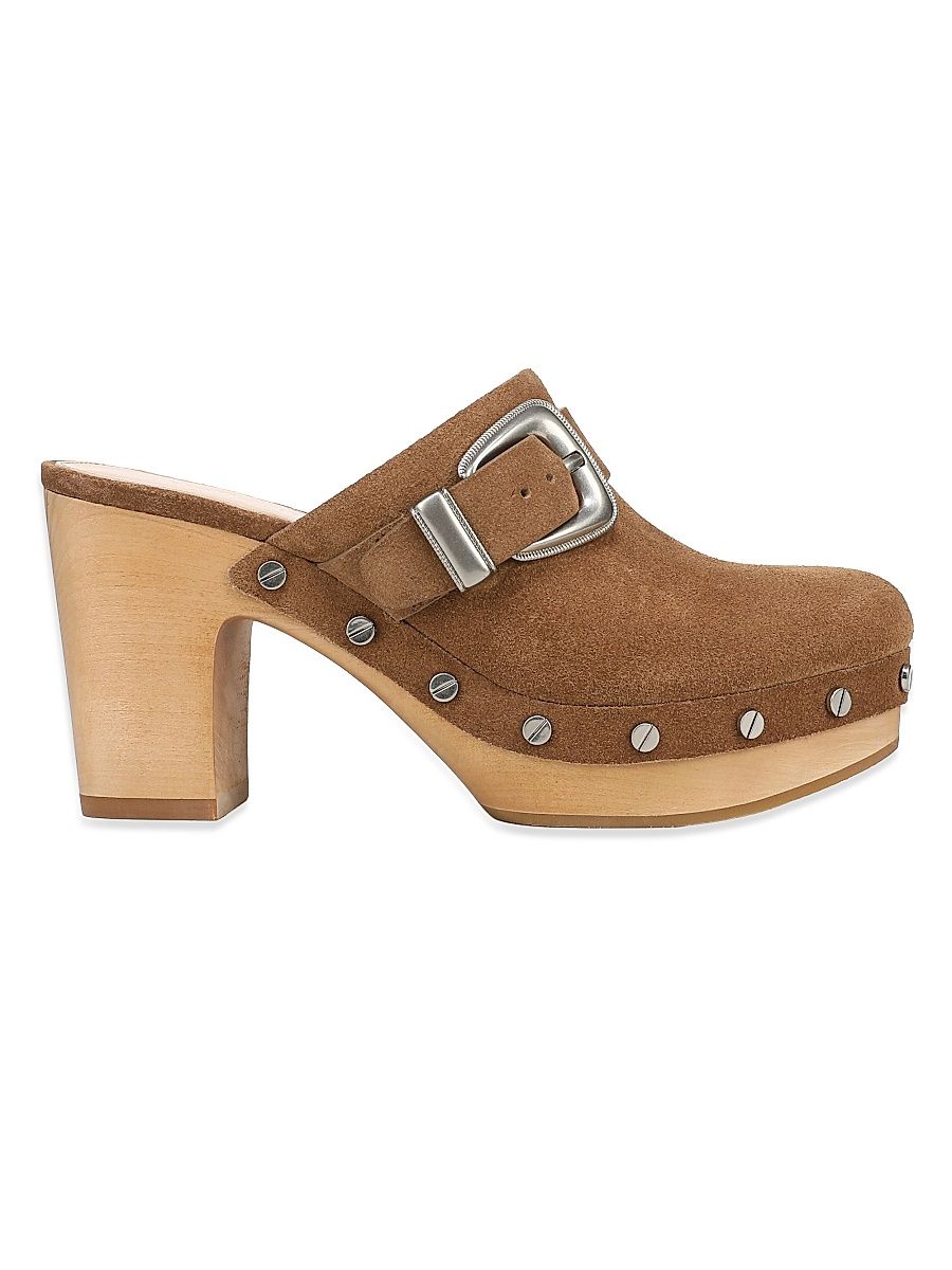 Women's Larken 85MM Suede Clogs - Chestnut - Size 6