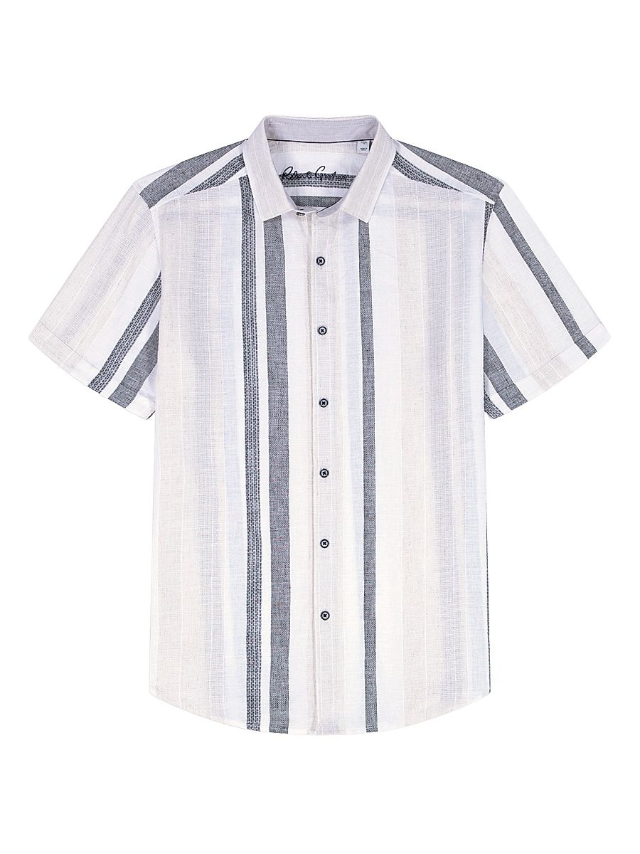 Men's Makai Striped Short-Sleeve Shirt - White - Size Medium