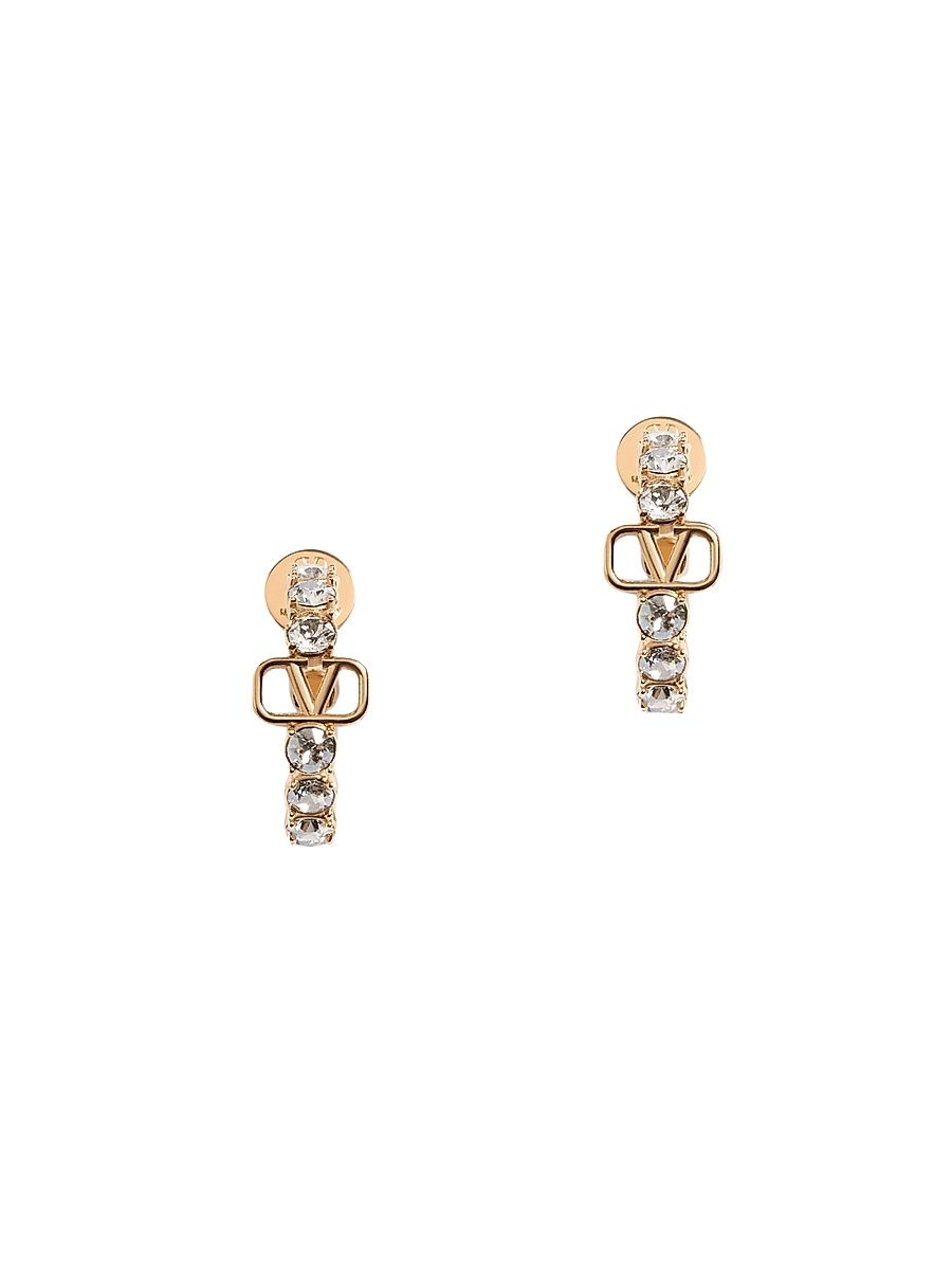 Women's VLogo Signature Metal and Swarovski Crystal Earrings - Gold