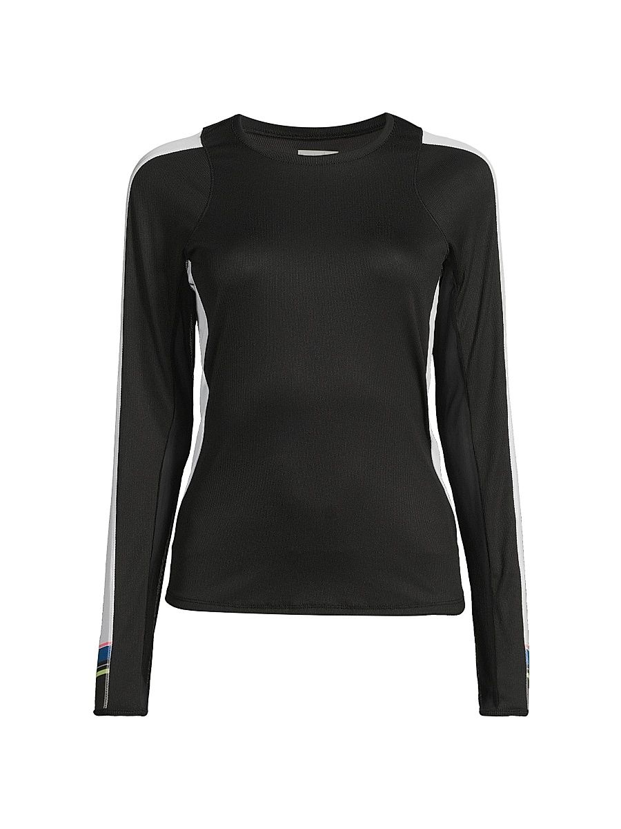 Women's Stripe It Up Long-Sleeve Top - Black - Size XL
