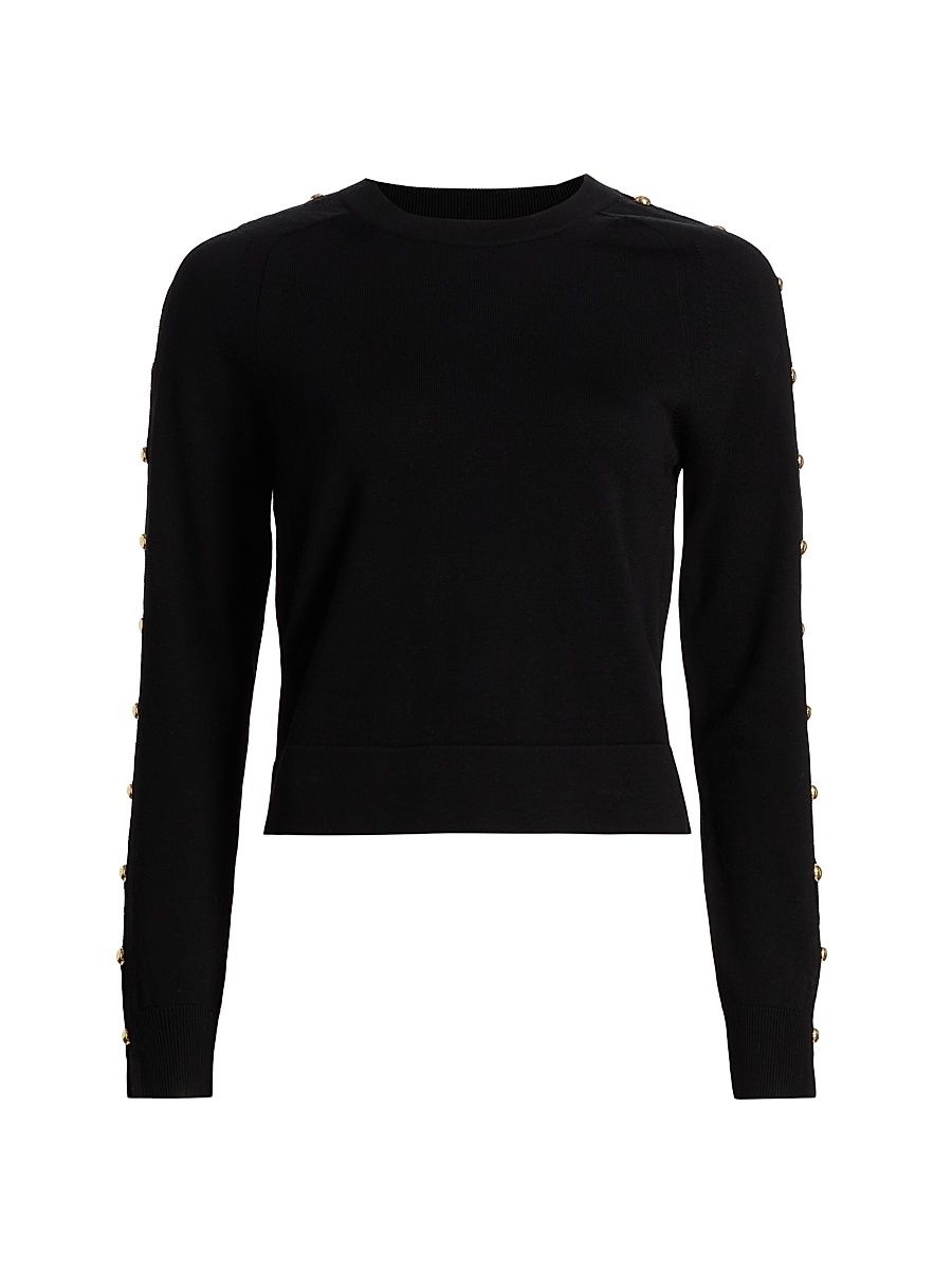 Women's Declan Studded Wool Top - Black - Size XS