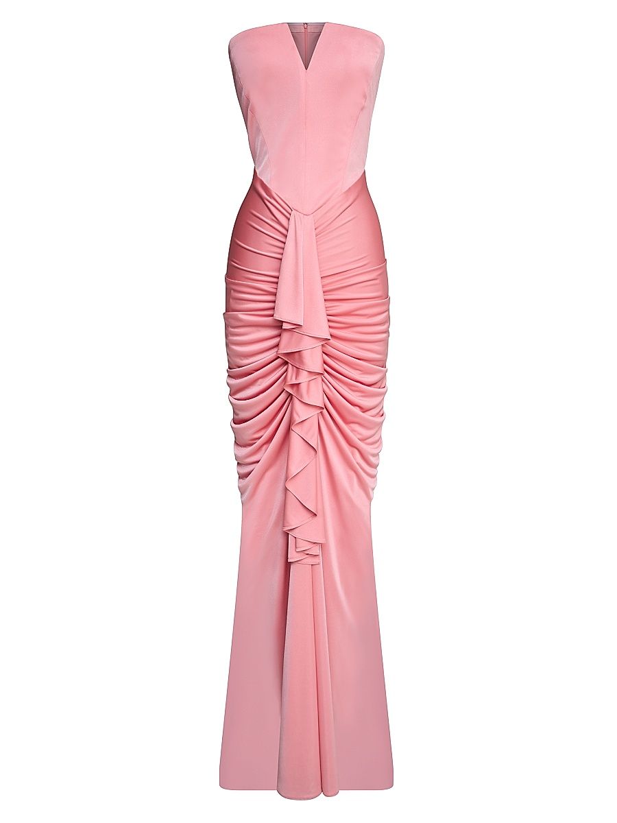 Women's Selena Strapless Drape Column Gown - Pink - Size 14