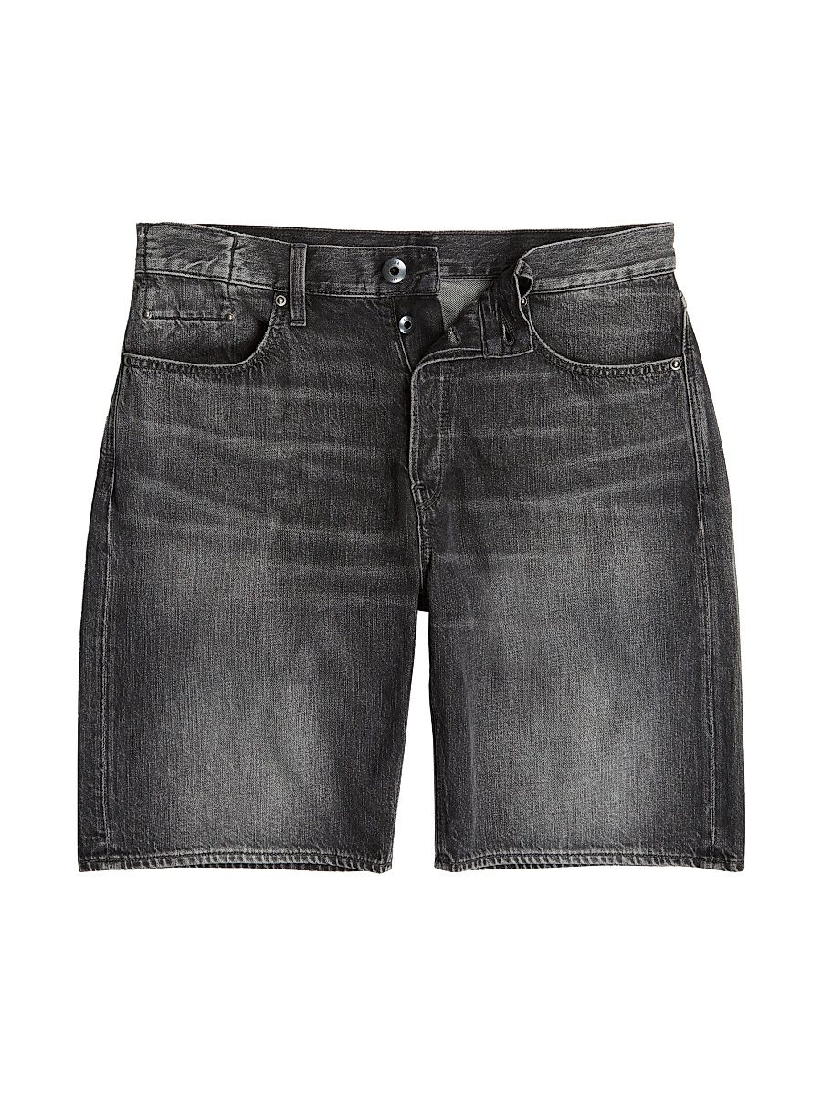 Men's Dakota Washed Denim Mid-Rise Shorts - Faded Scoria Grey - Size 38
