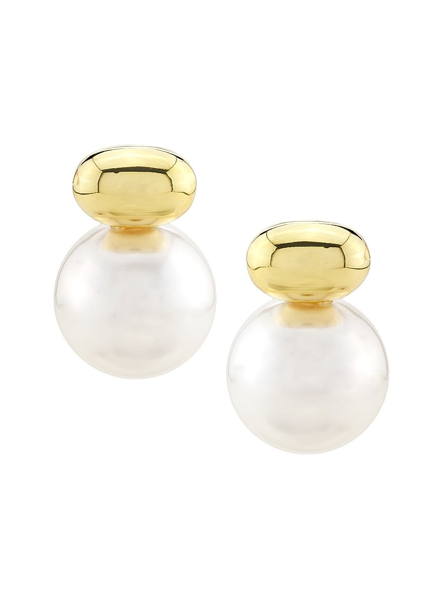 Women's Empress 14K-Gold-Plated & Imitation Pearl Drop Earrings - Gold Pearl