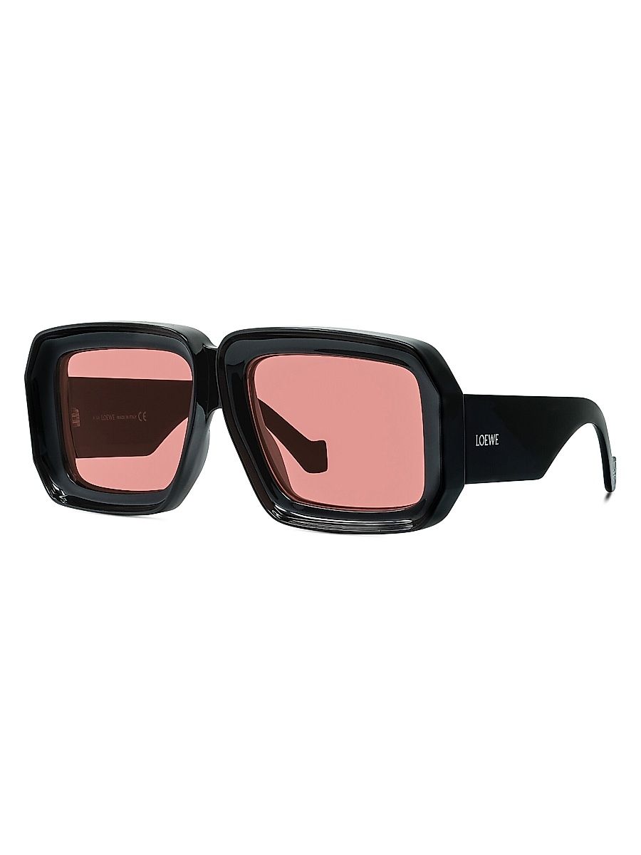 Men's LOEWE x Paula's Ibiza 56MM Oversized Square Sunglasses - Shiny Black Rose
