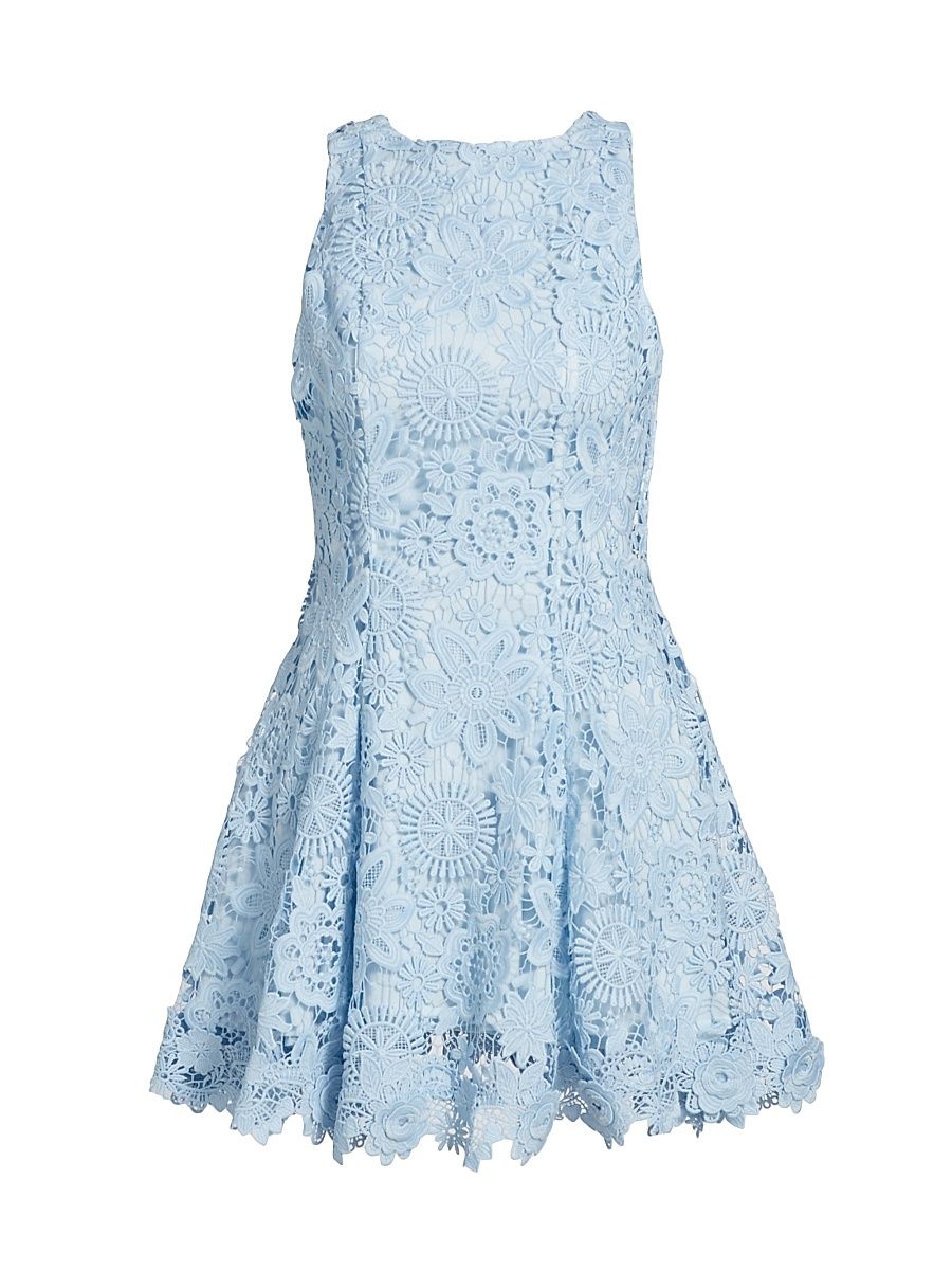 Women's Flor Del Viento Mila Lace Minidress - Sky - Size Medium
