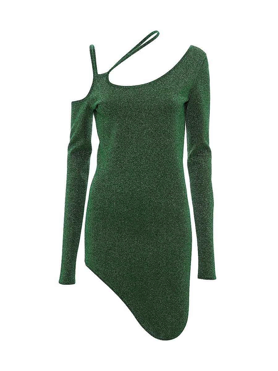 Women's Asymmetric Cut-Out Minidress - Emerald - Size Large