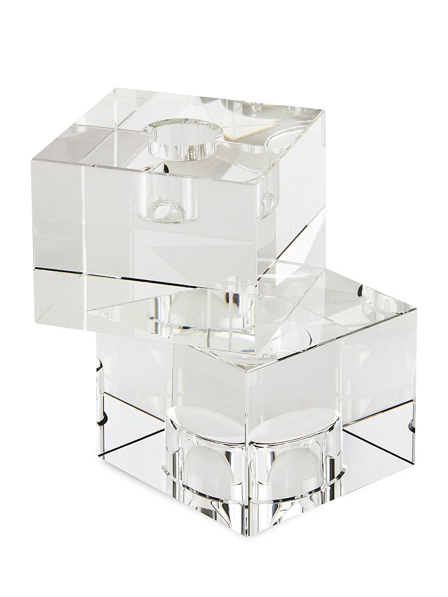 Clear Crystal Cubes Small Candleholder - Clear