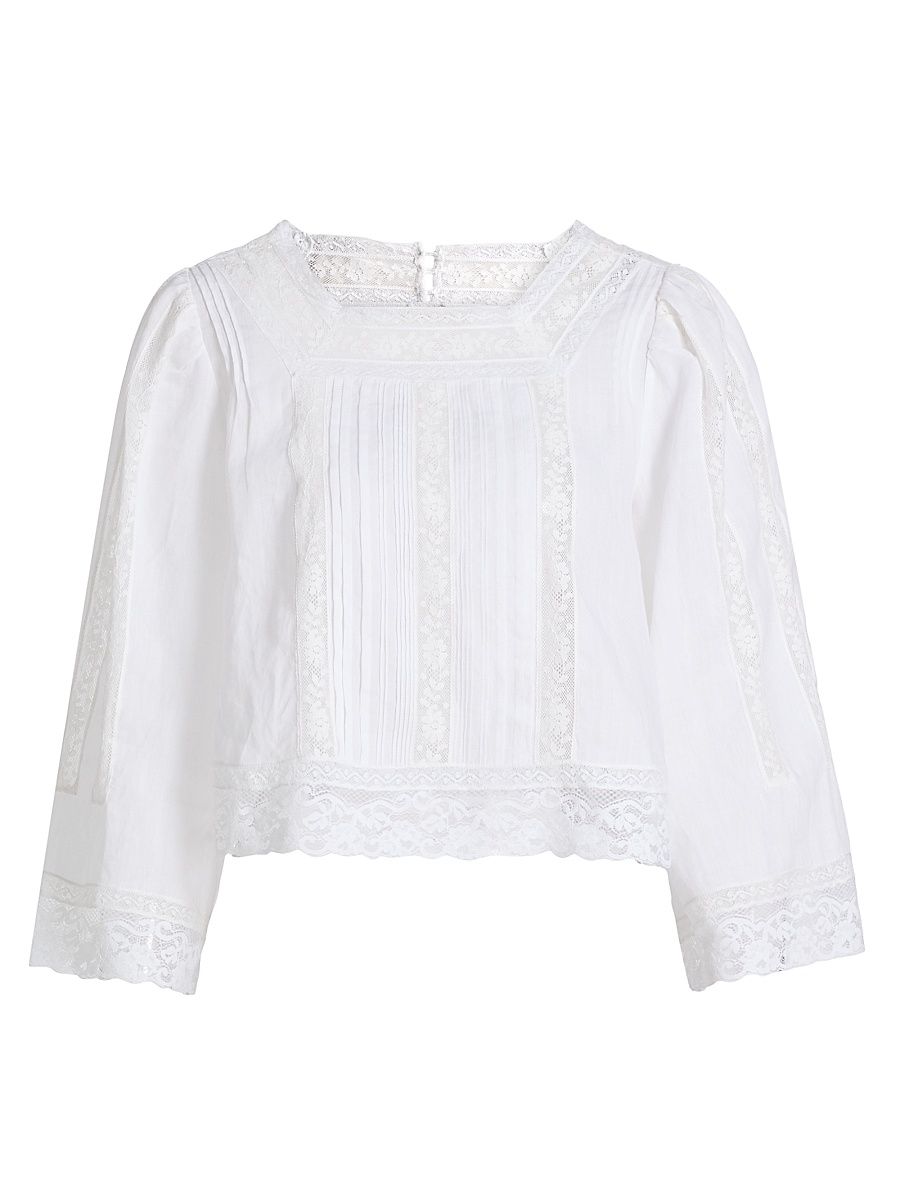 Women's Solistice Embroidered Crop Top - Salt - Size XS