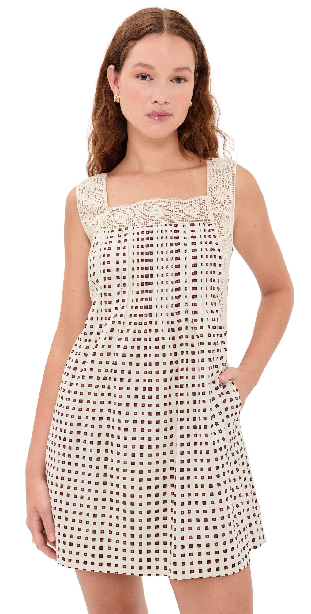 Madewell Allie 60's Cambric Dress Vintage Ivory Square Foulard M