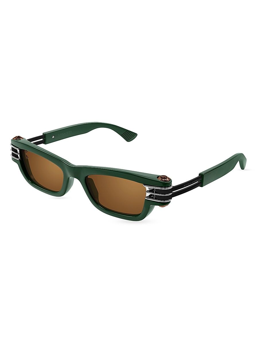Men's Bolt 50MM Rectangular Sunglasses - Dark Green Orange