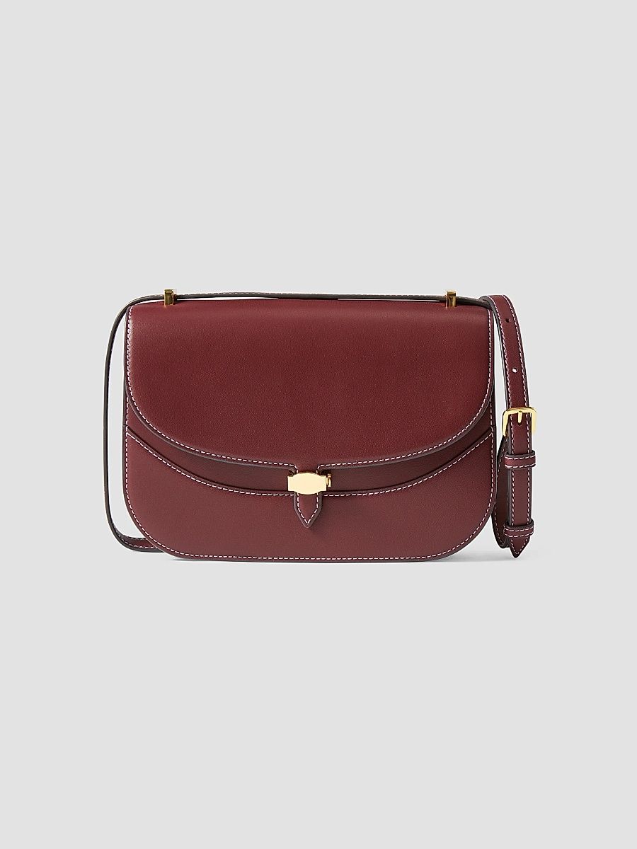 Veronica Beard Women's Dash Leather Saddle Bag - Burgundy