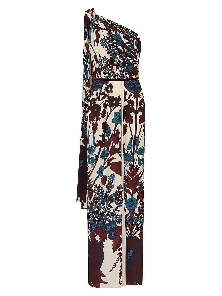Women's Royal Garden Maxi Dress - Ecru Wine Middle Blue - Size 6