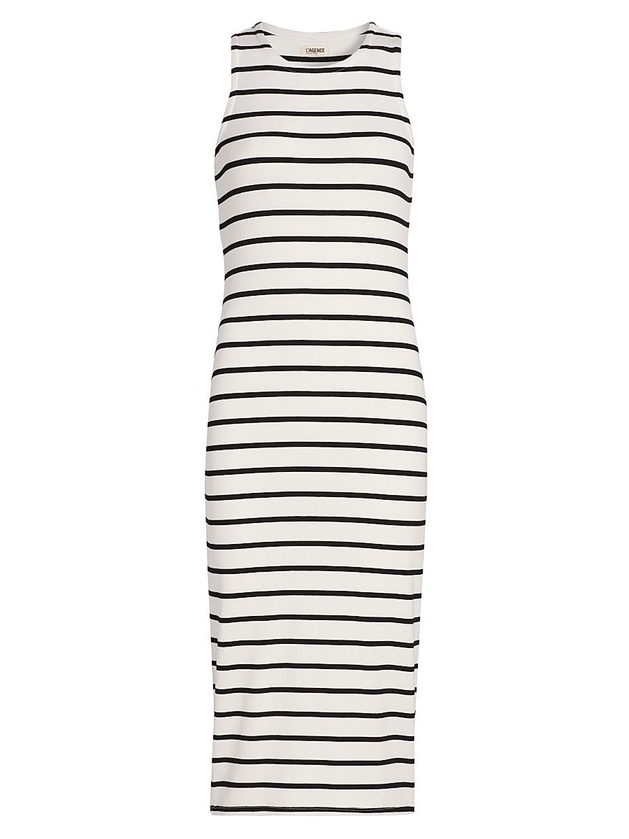 Women's Nura Stripe Racerback Midi-Dress - Ivory Black Stripe - Size XL