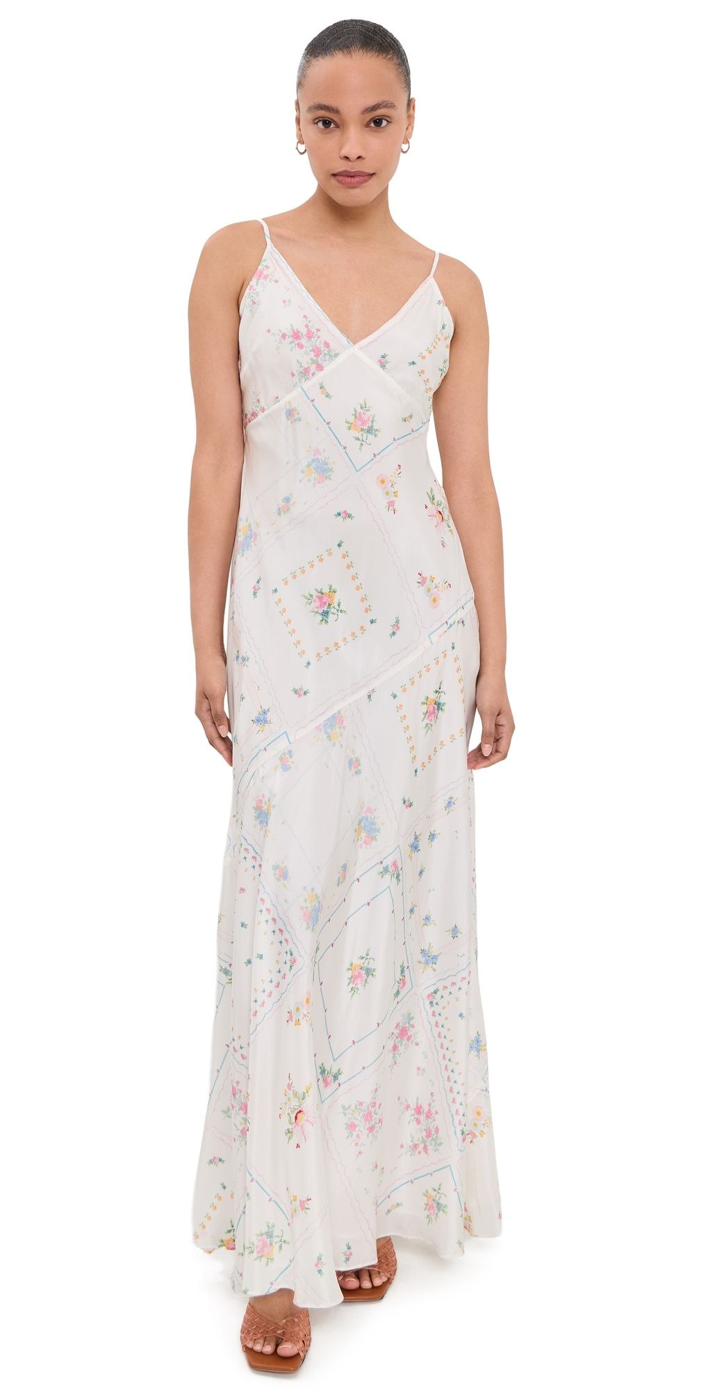 LoveShackFancy Castilla Silk Dress Rainbow Sprinkles M
