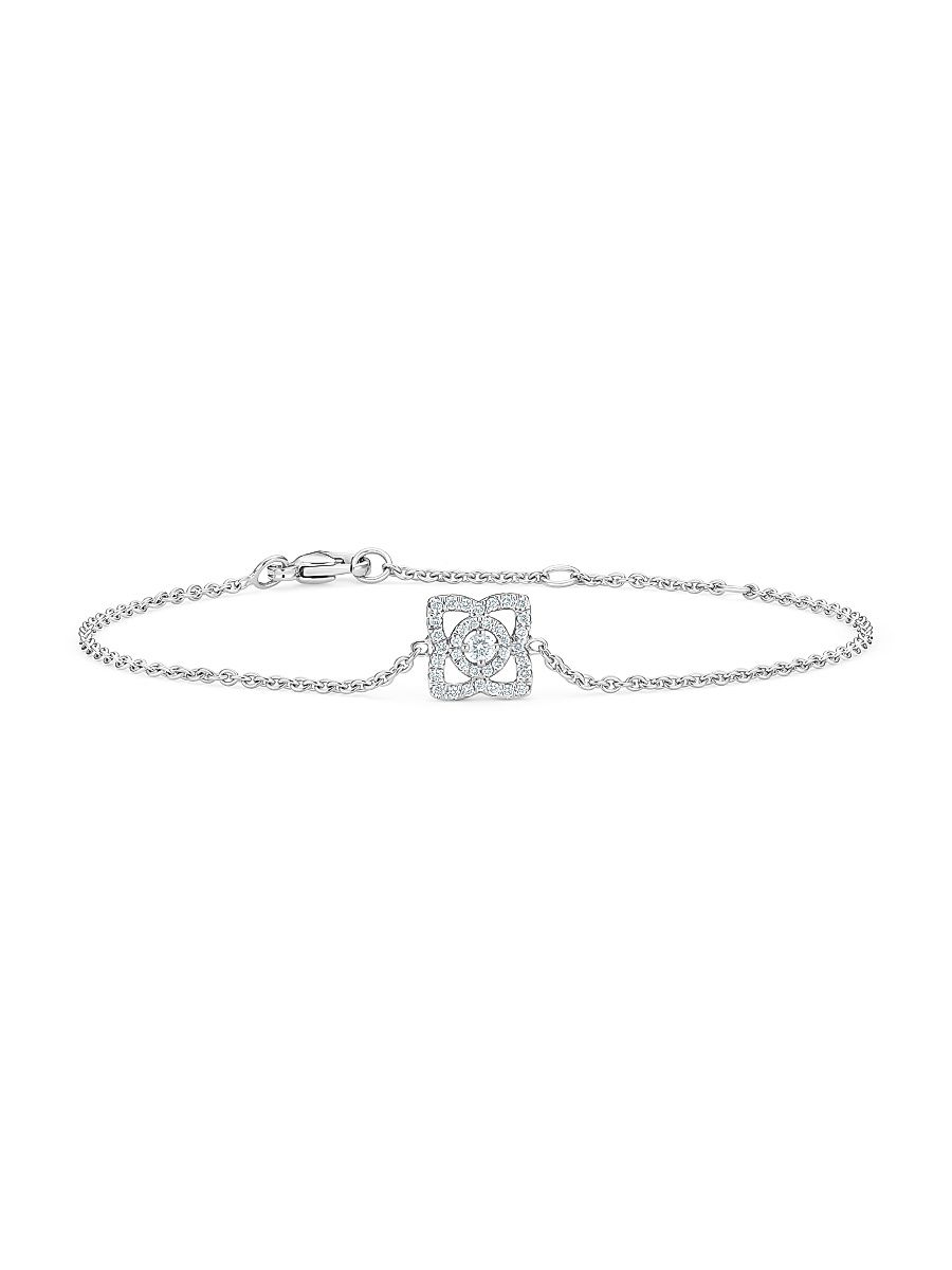 Enchanted Lotus Diamond & 18K White Gold Chain Bracelet - White
